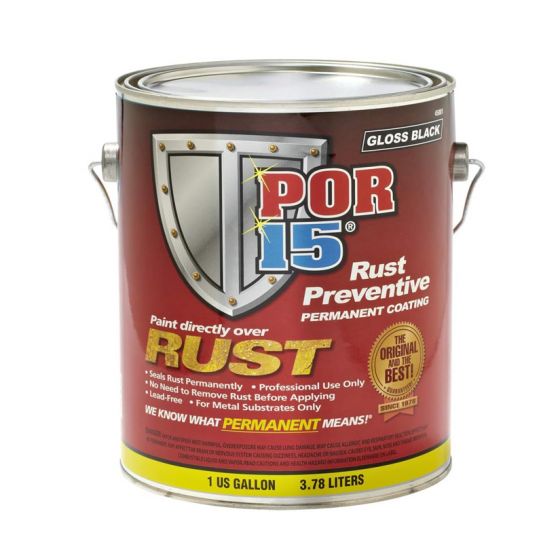 POR-15® 45001 High Performance Rust Preventive Coating, 1 gal Can, Gloss Black, 250 to 450 sq-ft/gal Coverage