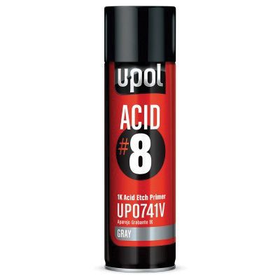 U-POL® ACID#8 UP0837 Acid Etch Primer, 450 mL Aerosol Can, Black, Liquid, 48.4 sq-ft Coverage