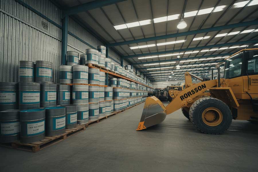 Industrial worker applying protective coating to metal pipelines at an industrial facility using spray equipment, showcasing products from an Industrial Paint Supplier