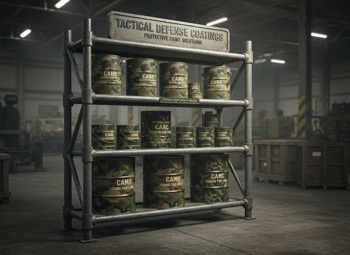 Industrial worker applying protective coating to metal pipelines at an industrial facility using spray equipment, showcasing products from an Industrial Paint Supplier